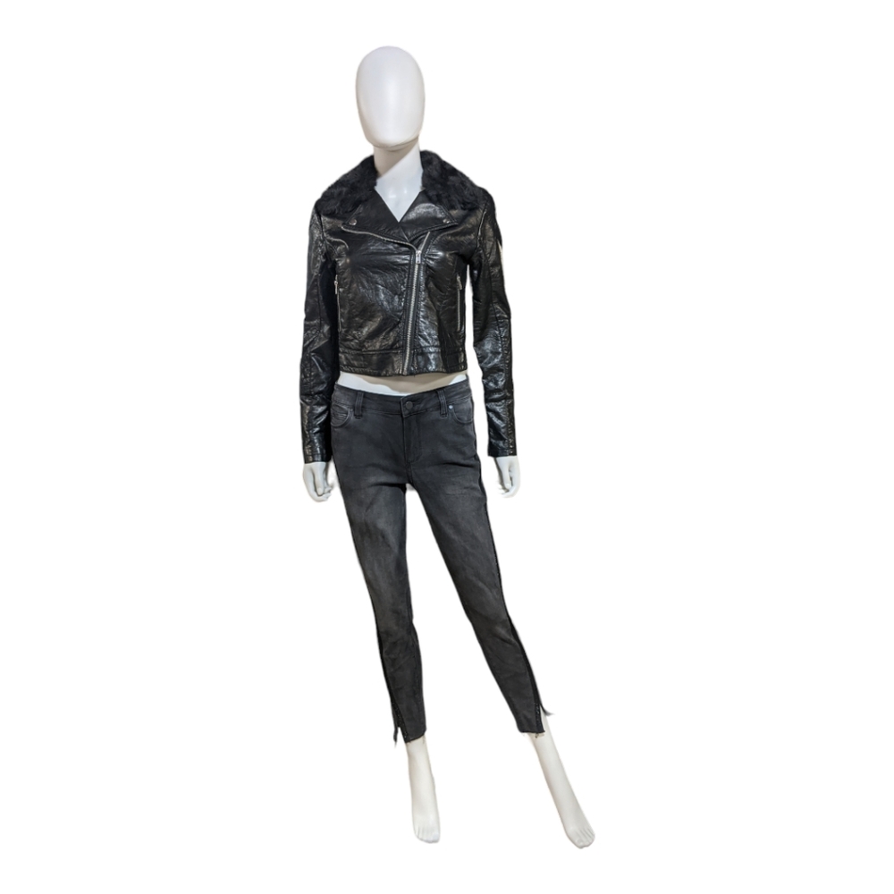 H&M Black Faux Leather Motorcycle Jacket, 14Y+